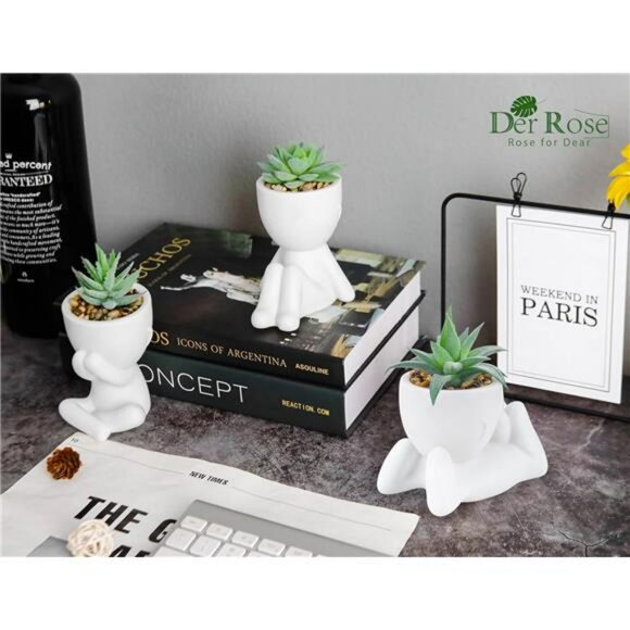 Set of 3 Fake Succulent Plants Small Artificial Potted Greenery for Desk Home De - Picture 5 of 7